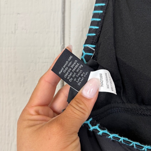 NWT Apt 9 Black Floral Embroidery High Neck One-Piece Swimsuit Women's Large. - Picture 11 of 11